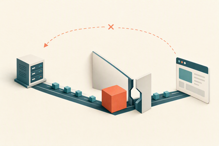 Small packets pass through a narrow network path while a larger packet is blocked and feedback is interrupted